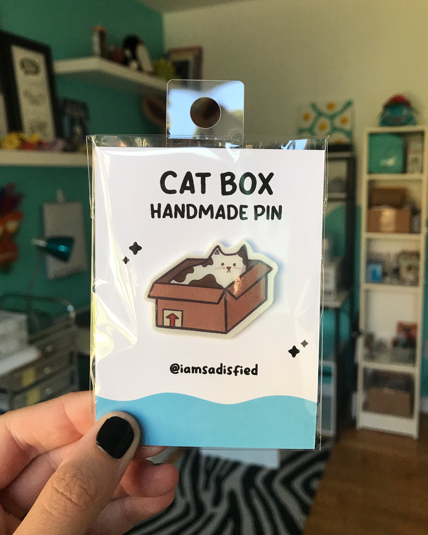 Cat In the Box Handmade Pin