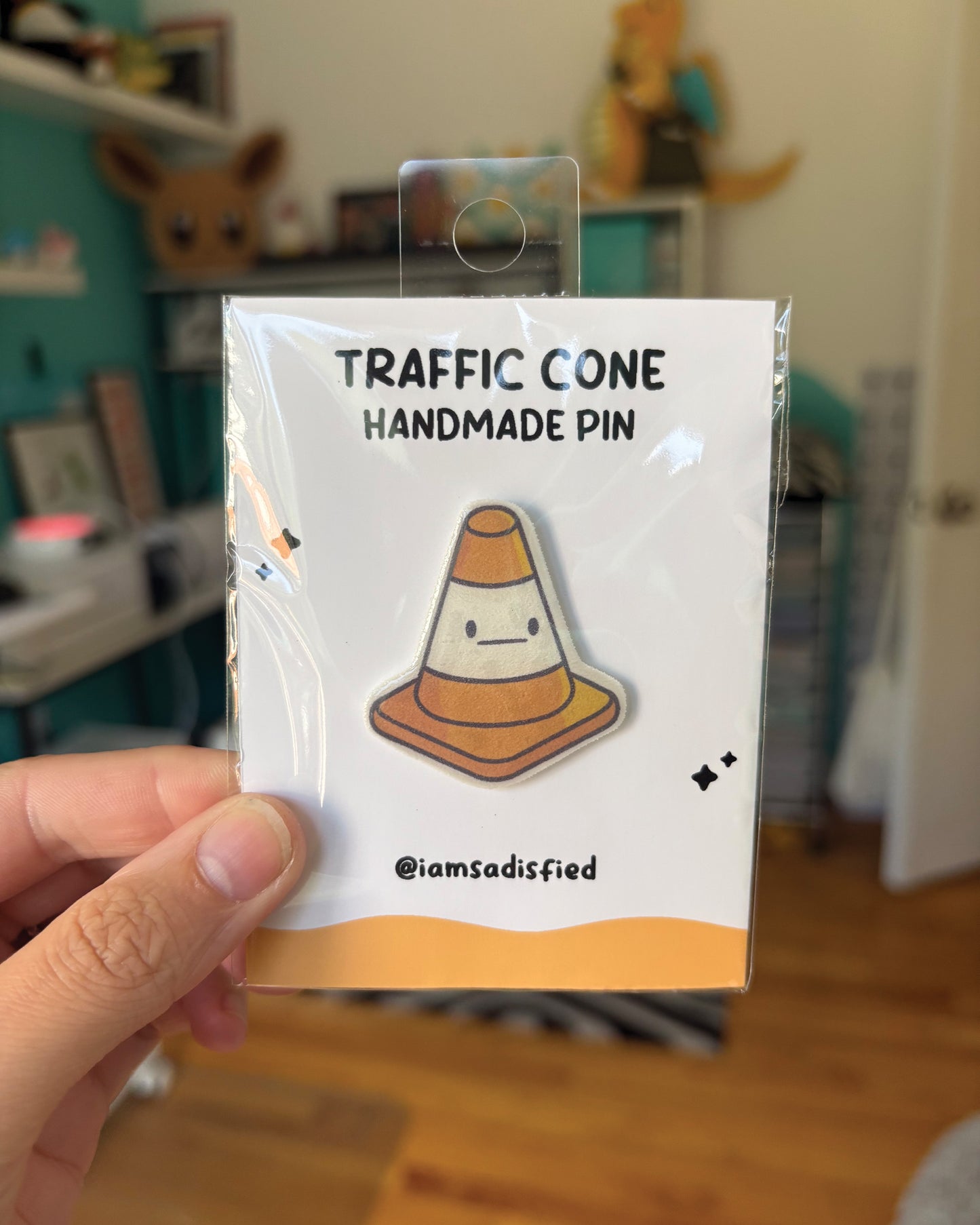Traffic Cone Handmade Pin