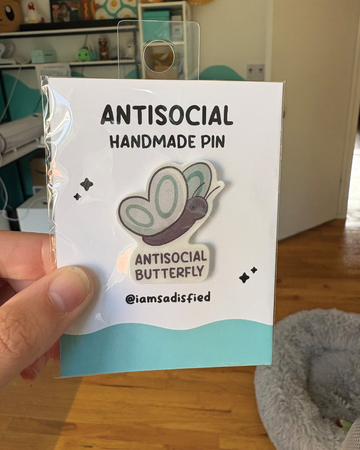 Antisocial Butterfly Handmade Pin