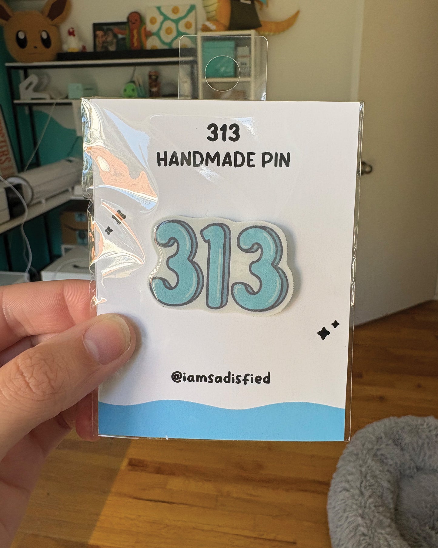 313 Detroit Handmade Pin