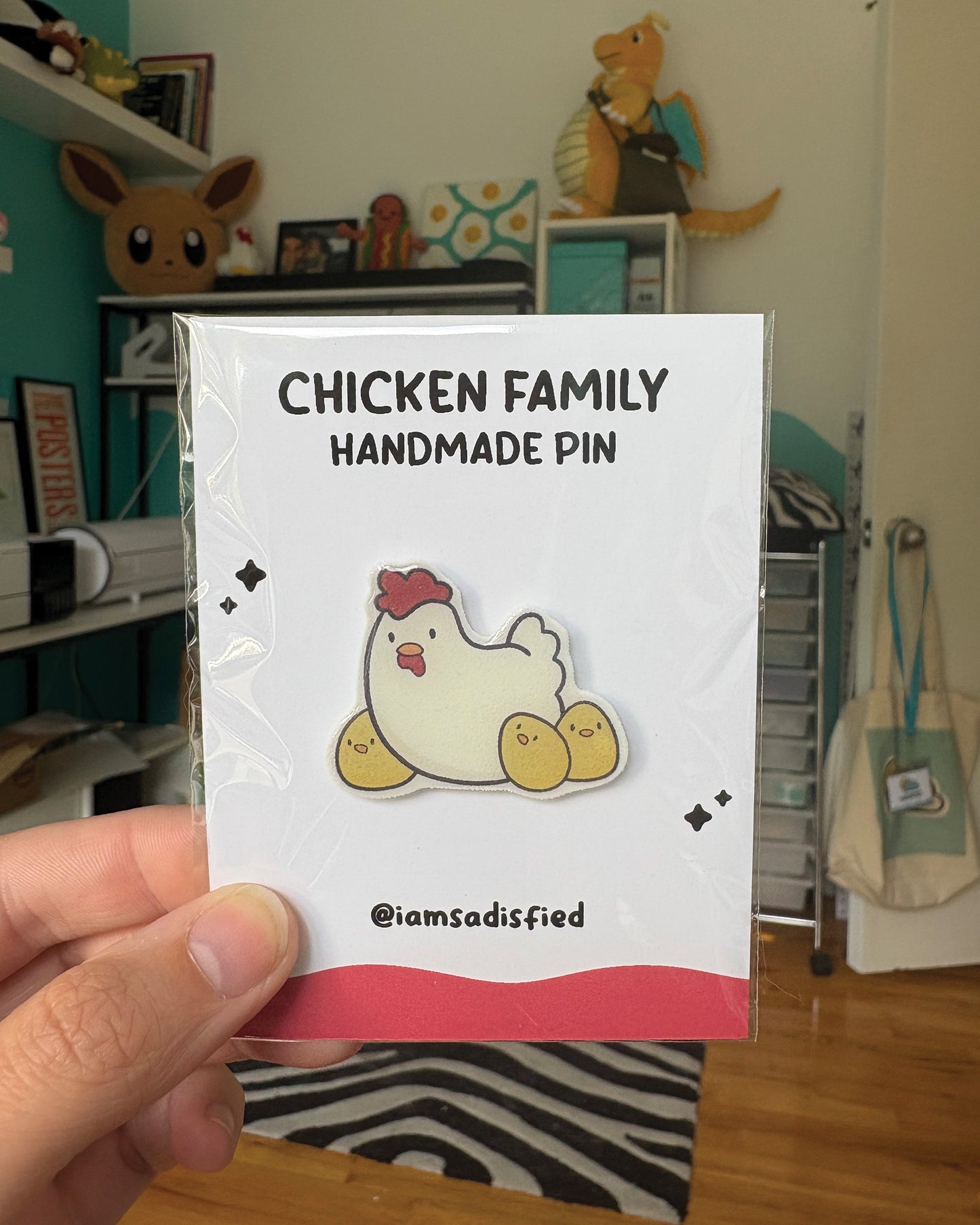 Chicken Family Handmade Pin
