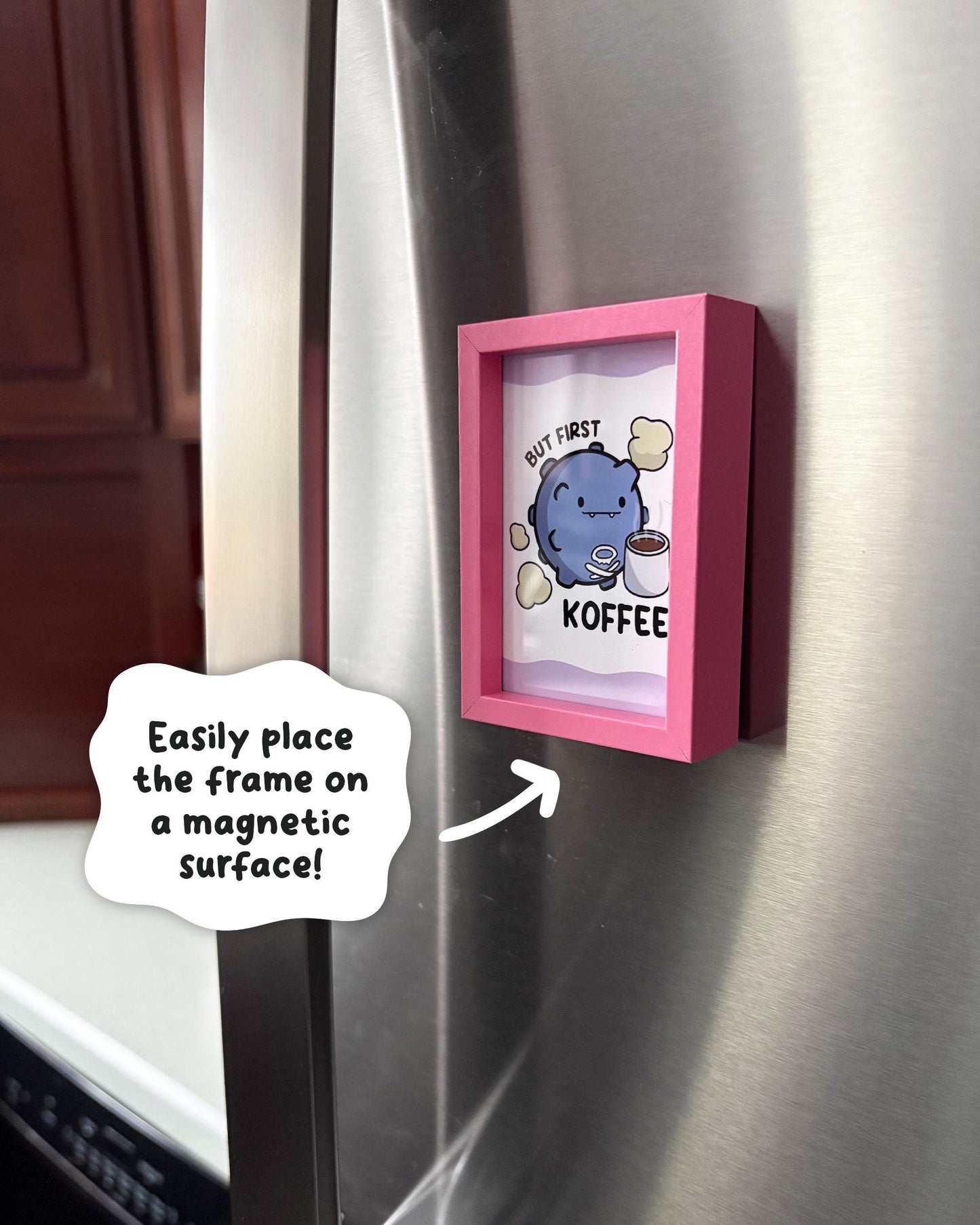 But First Koffee 2x3 Print with Pink Magnetic Frame