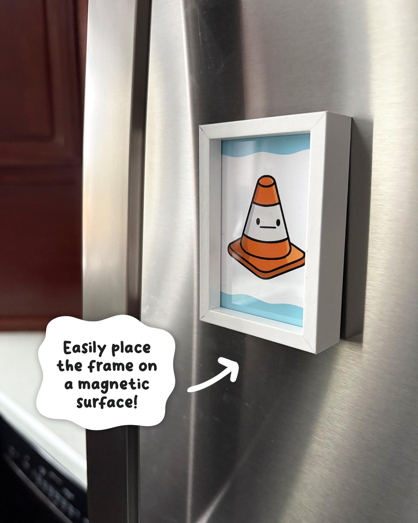 Traffic Cone 2x3 Print with White Magnetic Frame