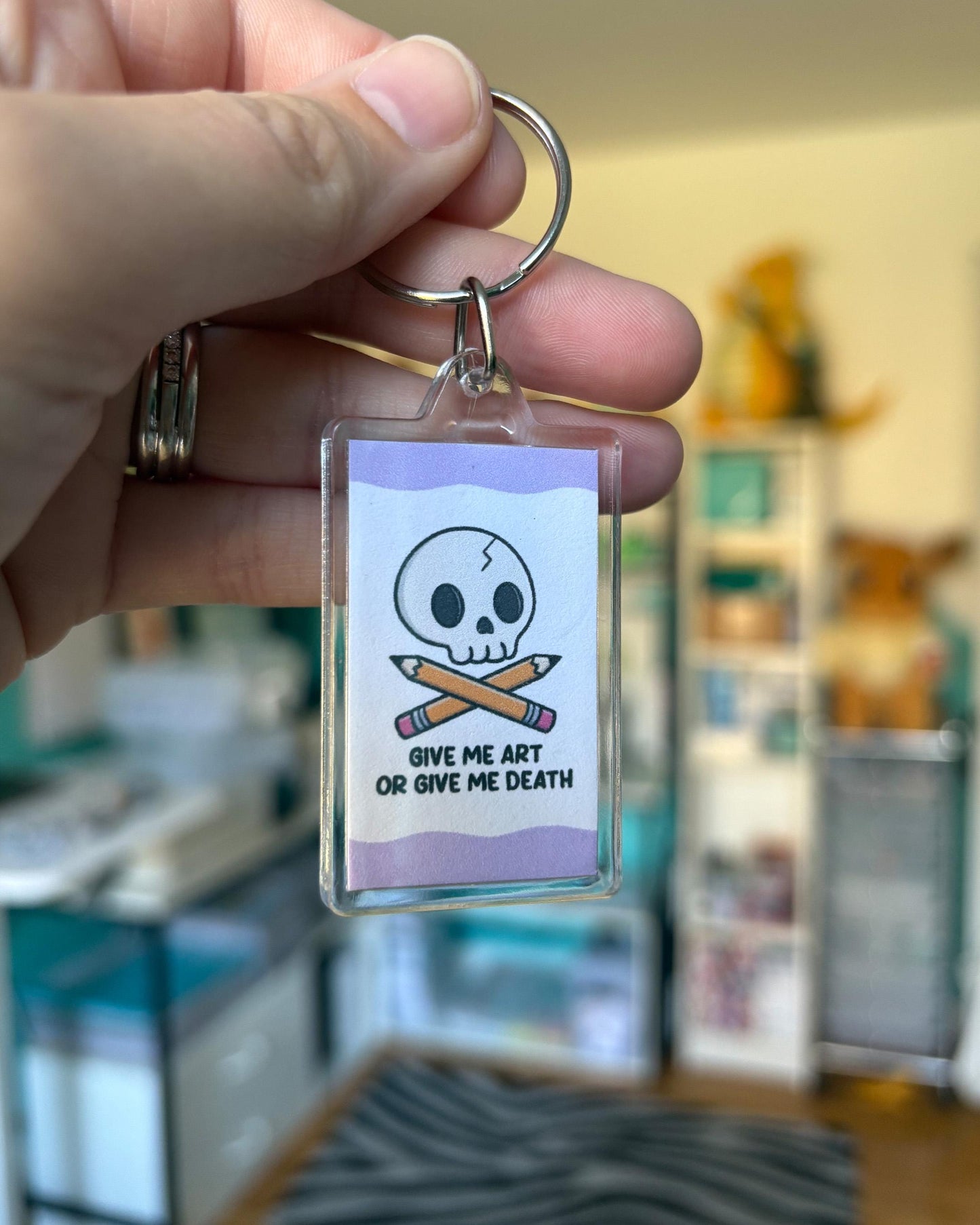 Give Me Art or Give Me Death Keychain