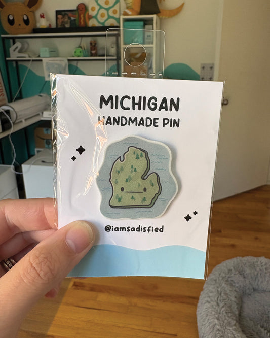 Michigan State and Lakes Handmade Pin