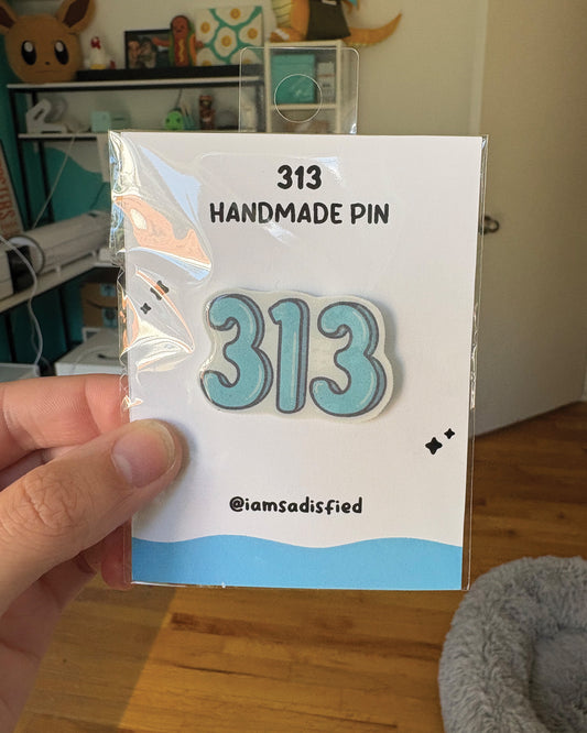 313 Detroit Handmade Pin