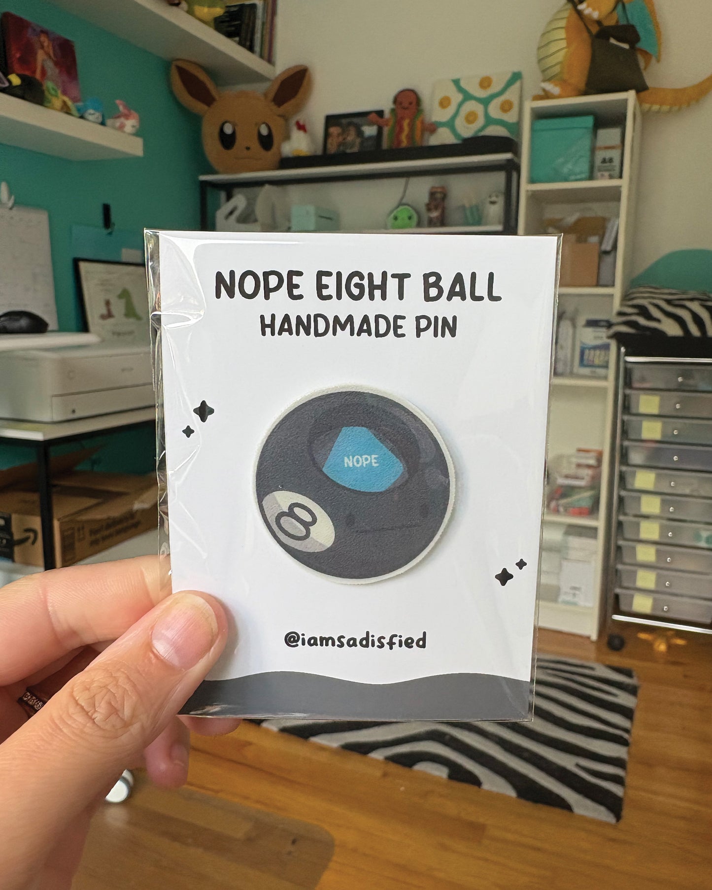 Nope Eight Ball Handmade Pin