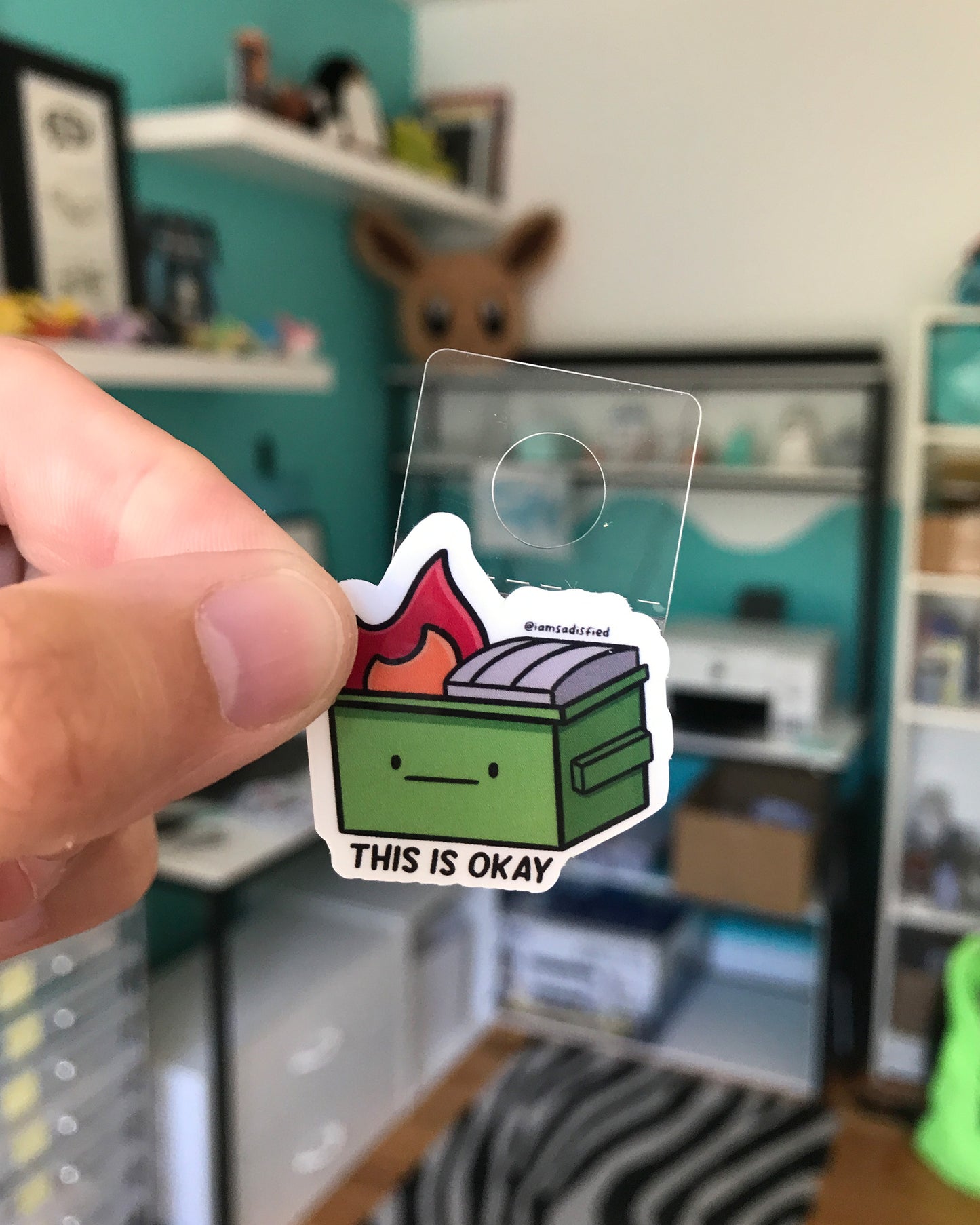 This Is Okay Dumpster Fire Mini Sticker
