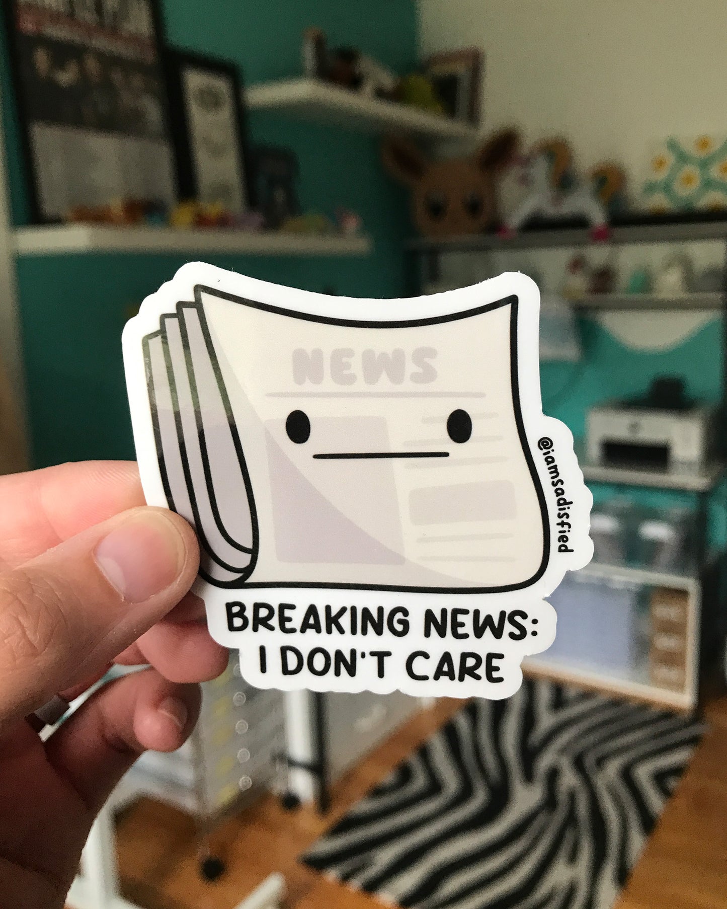 Breaking News: I Don't Care Sticker