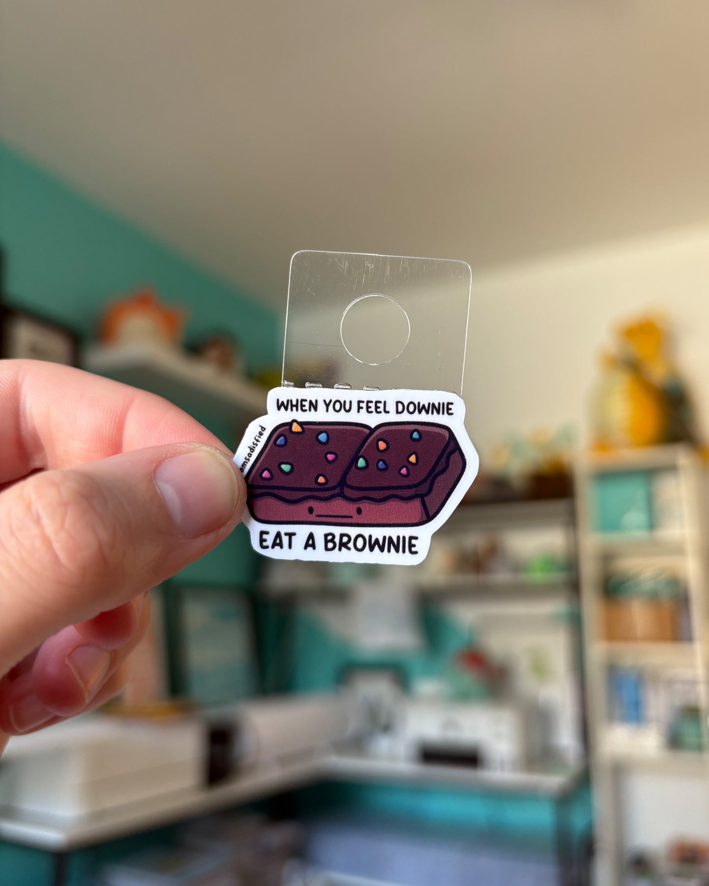 When You Feel Downie Eat a Brownie Mini Sticker