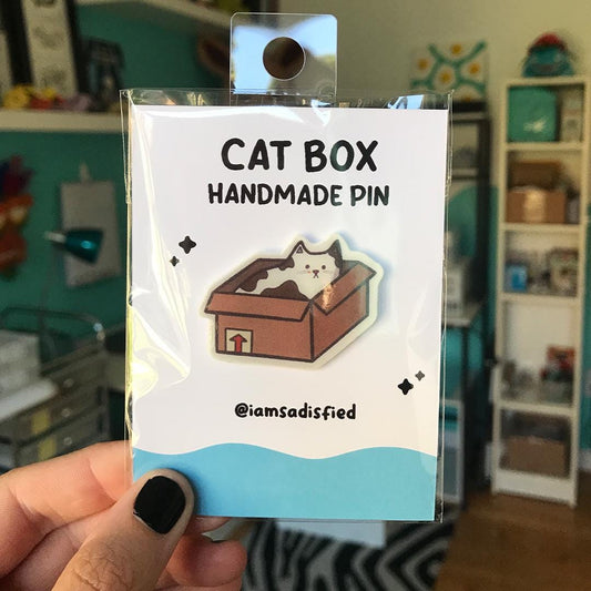 Cat Box Handmade Pin