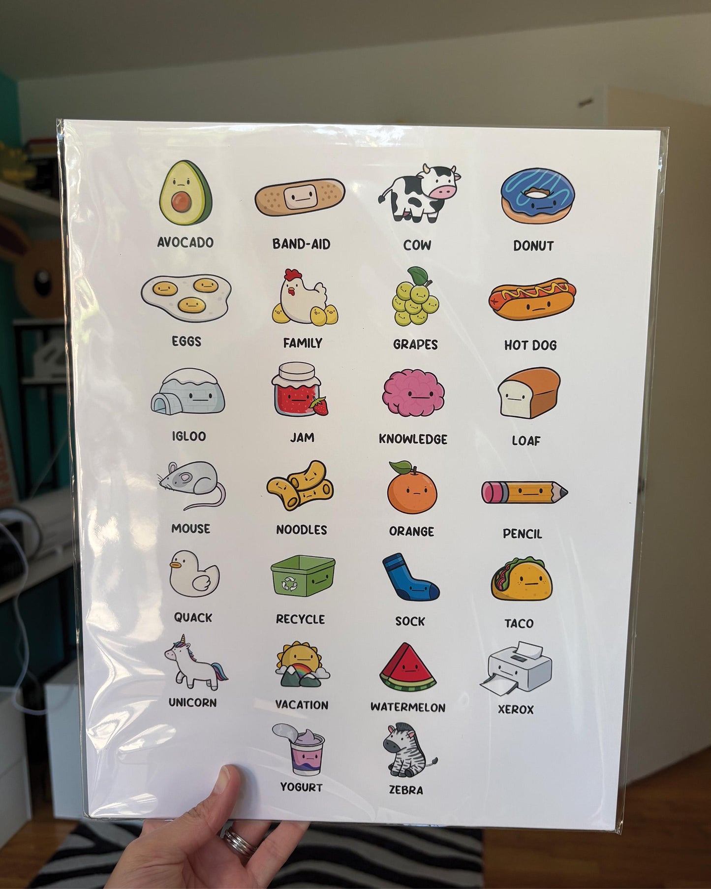 A to Z Alphabet Cartoon 11x14 Print