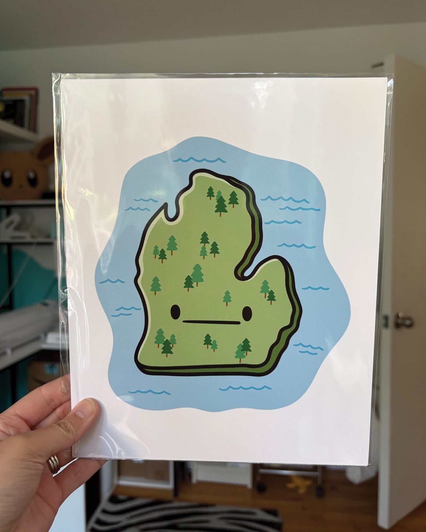 Michigan State and Lakes 8x10 Print
