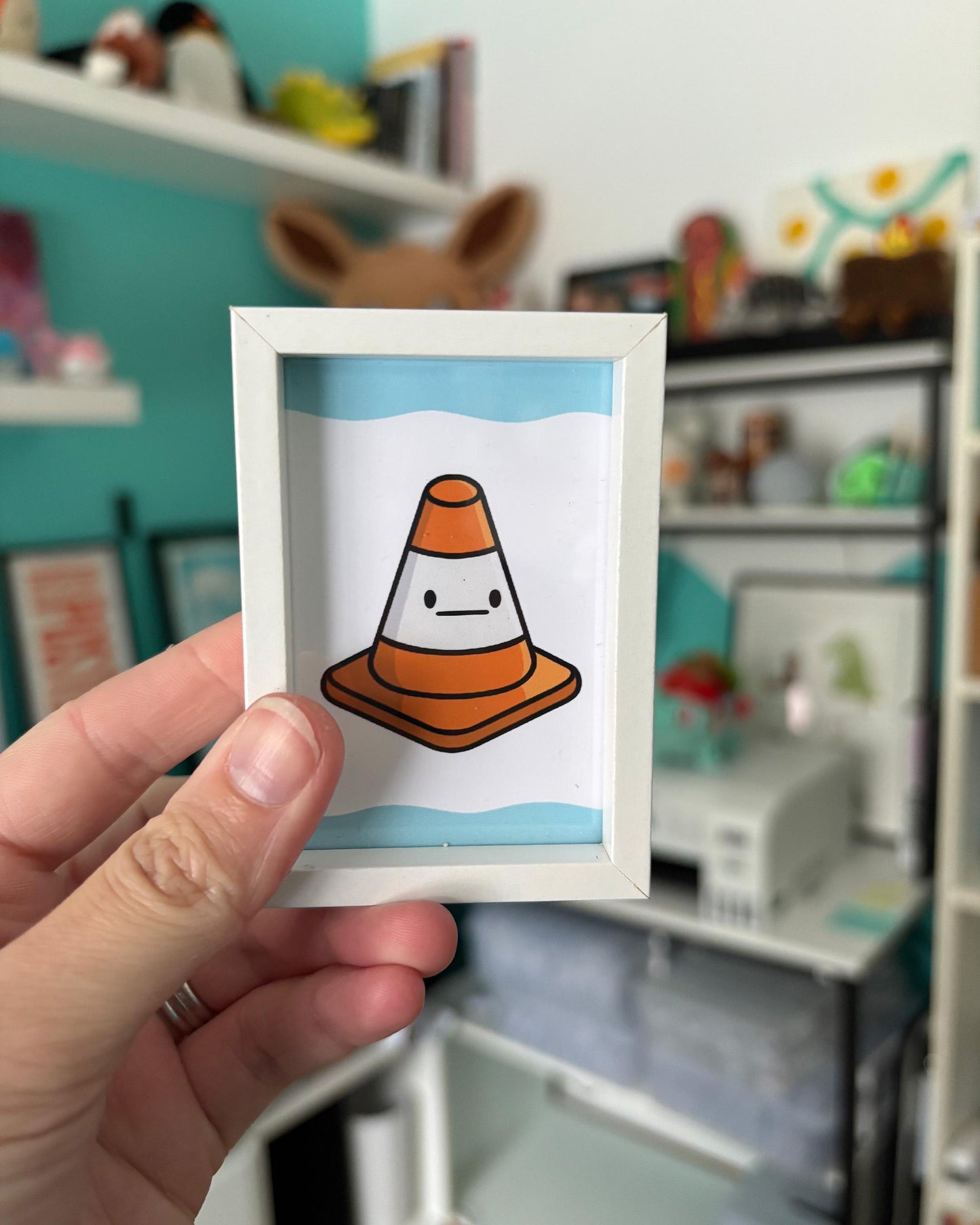 Traffic Cone 2x3 Print with White Magnetic Frame