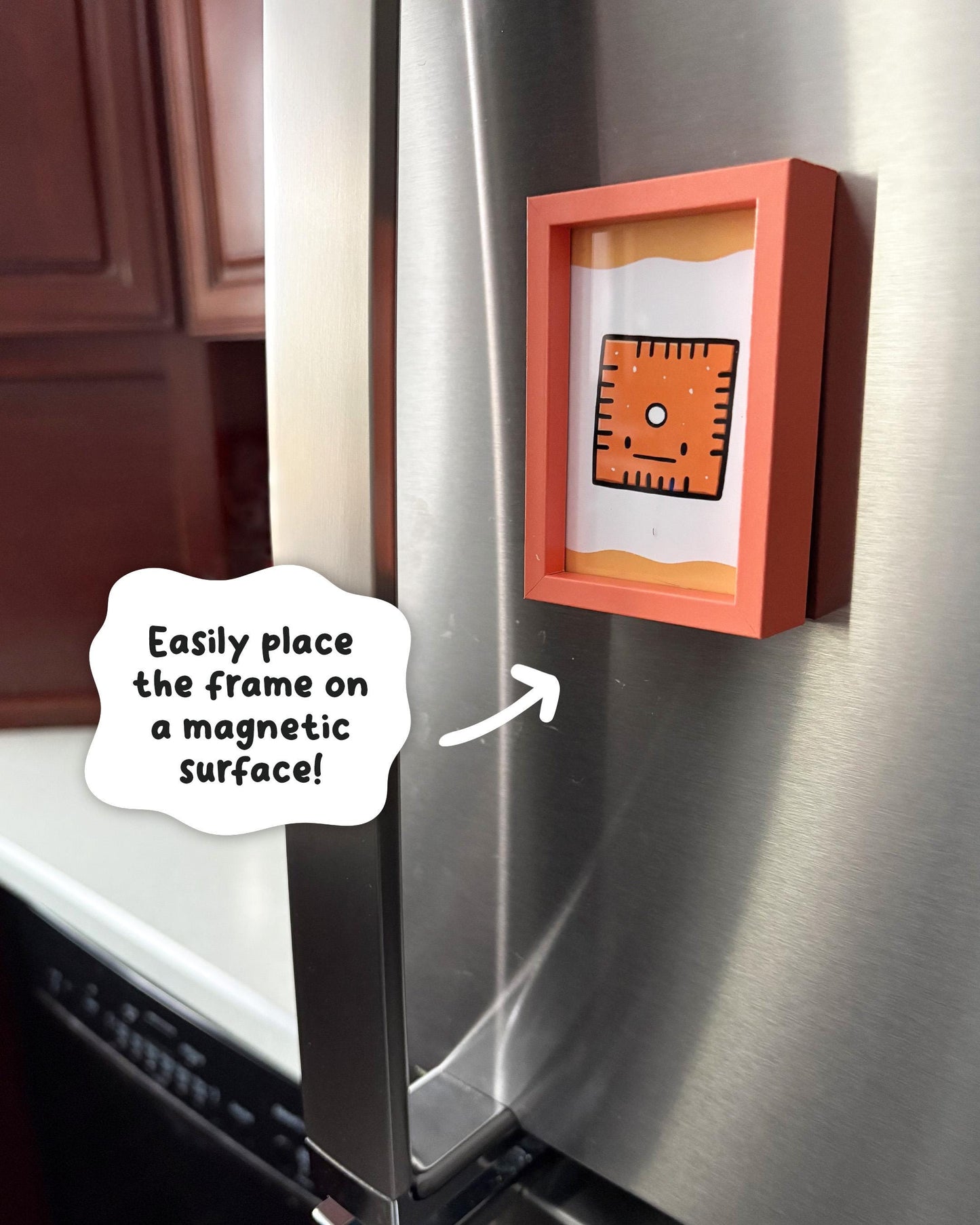 Square Cheese Cracker 2x3 Print with Orange Magnetic Frame