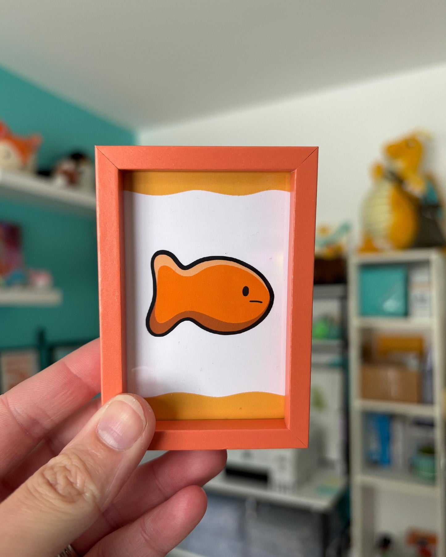 Fish Cheese Cracker 2x3 Print with Orange Magnetic Frame