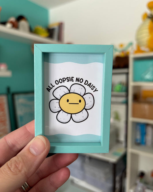 All Oopsie No Daisy 2x3 Print with Blue Magnetic Frame