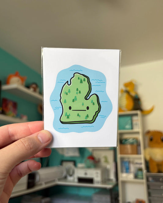 Michigan State and Lakes 3x4 Print
