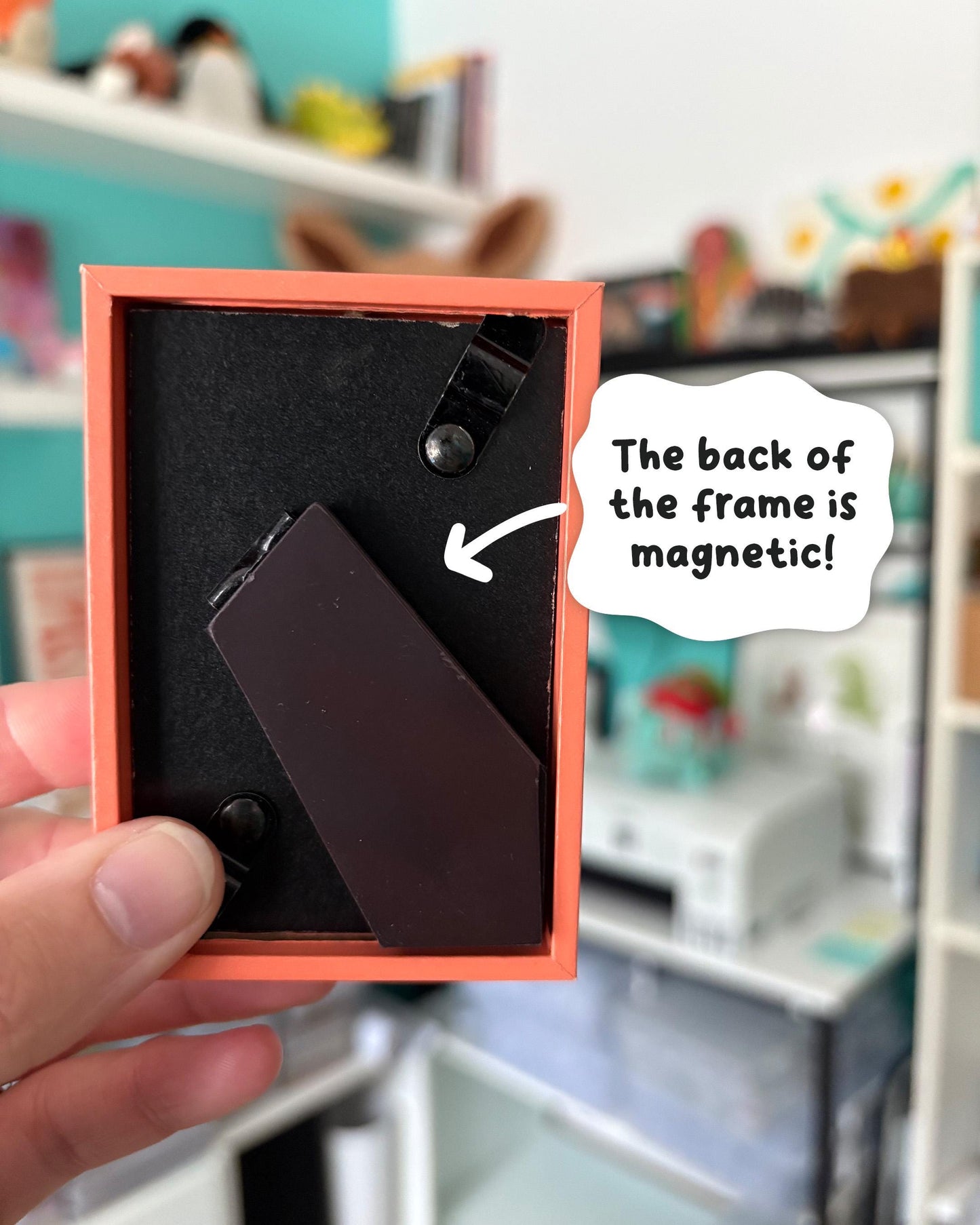 Square Cheese Cracker 2x3 Print with Orange Magnetic Frame