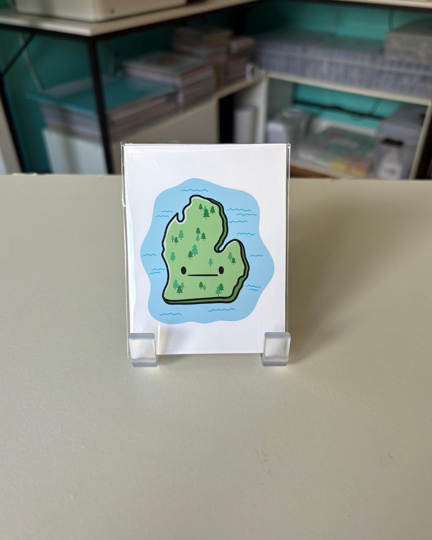 Michigan State and Lakes 3x4 Print