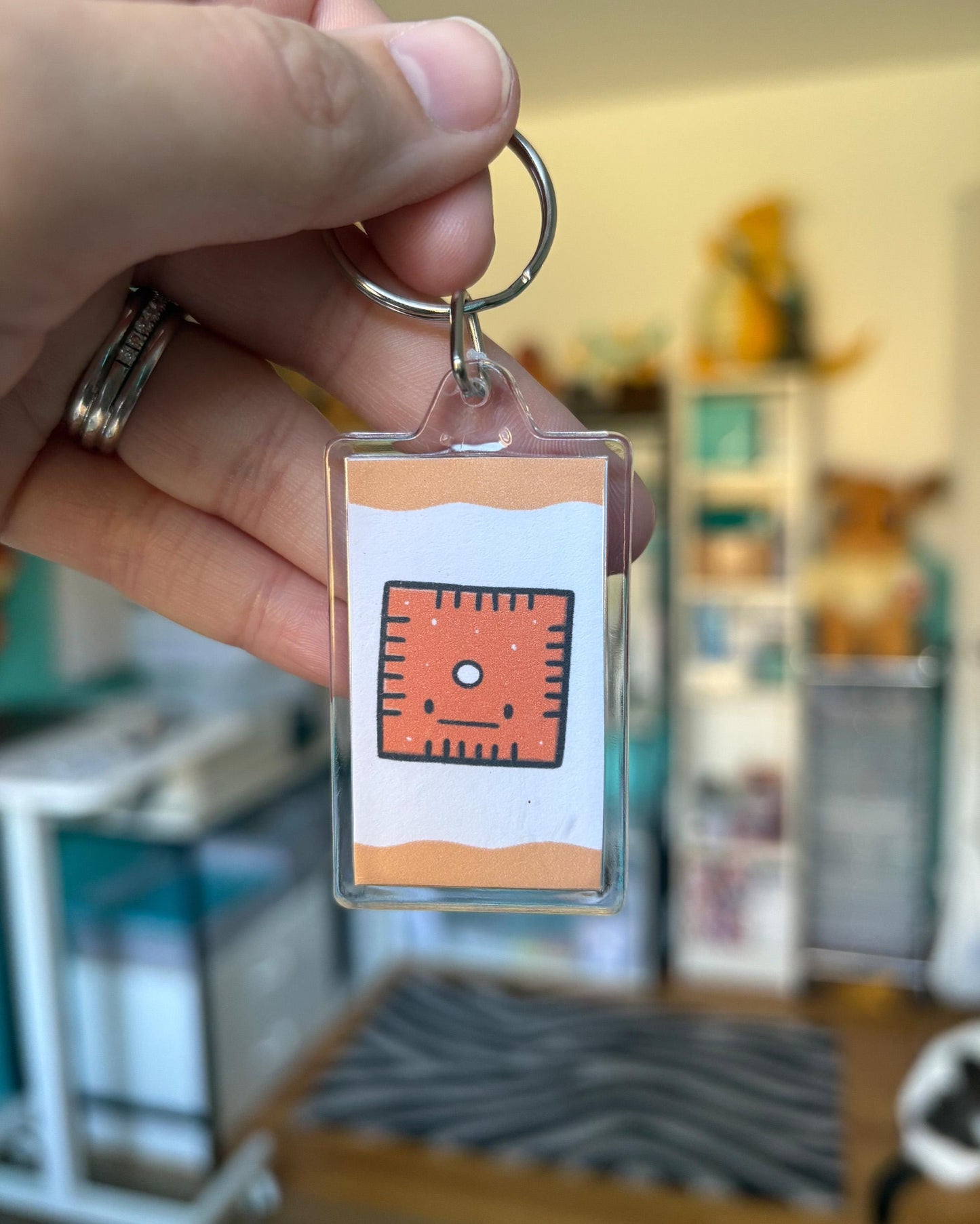 Square Cheese Cracker Keychain