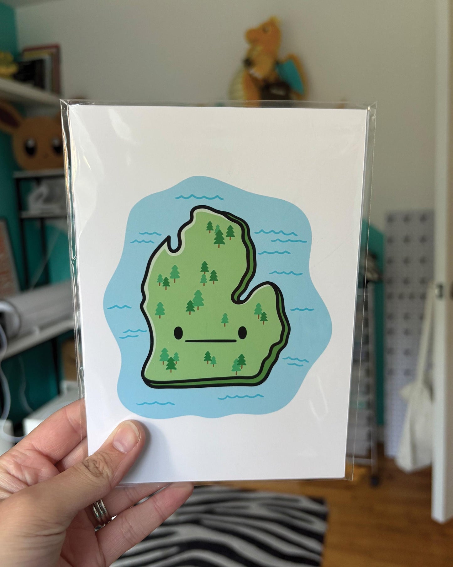 Michigan State and Lakes 5x7 Print